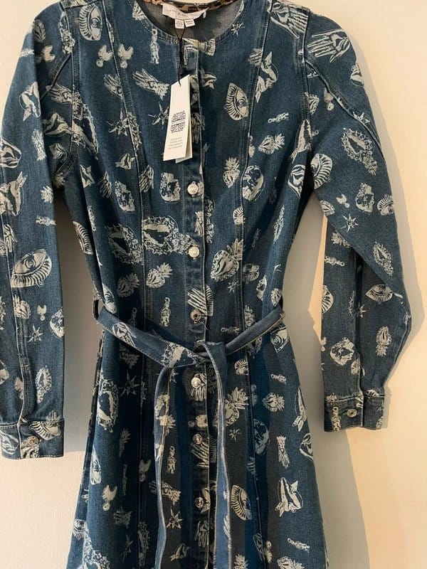 Never Fully Dressed Blue Denim Print Dress
