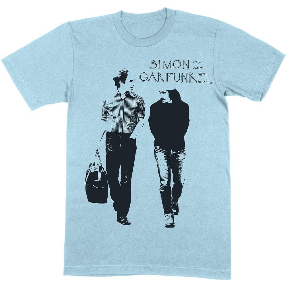 Simon & Garfunkel Simon & Garfunkel Men's Walking Cotton T-Shirt in Light Blue