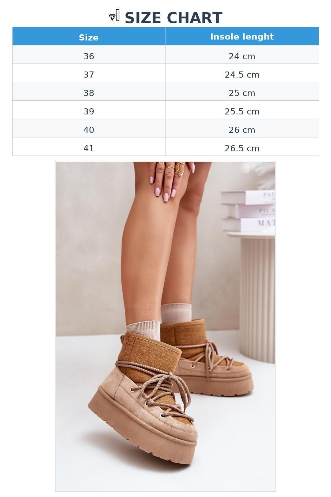 Love Lace Love Lace Women's Stylish Platform Snow Boots with Fur Lining & Front Lacing in Brown - 4