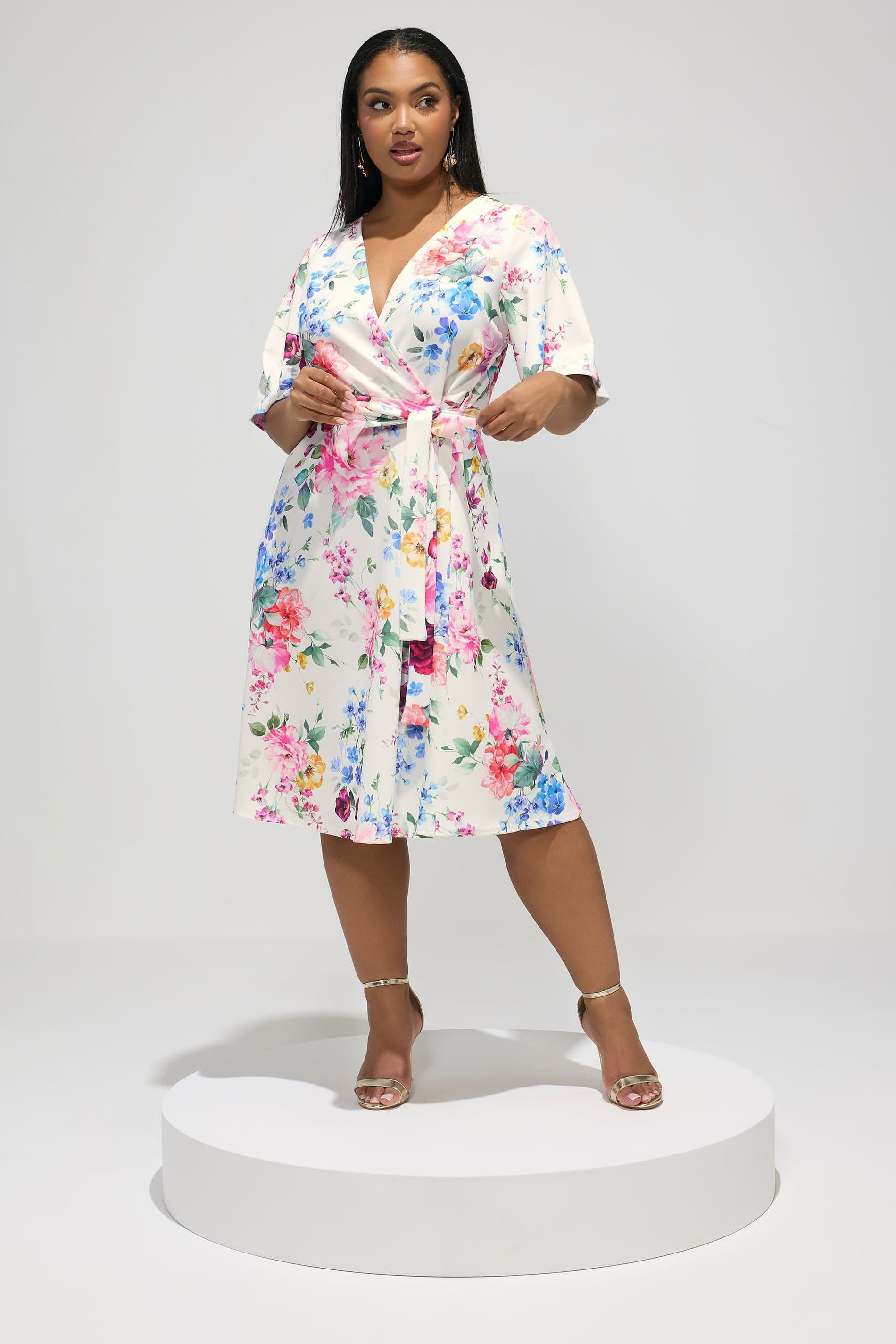 Yours Yours Women's Floral Wrap Skater Dress in White