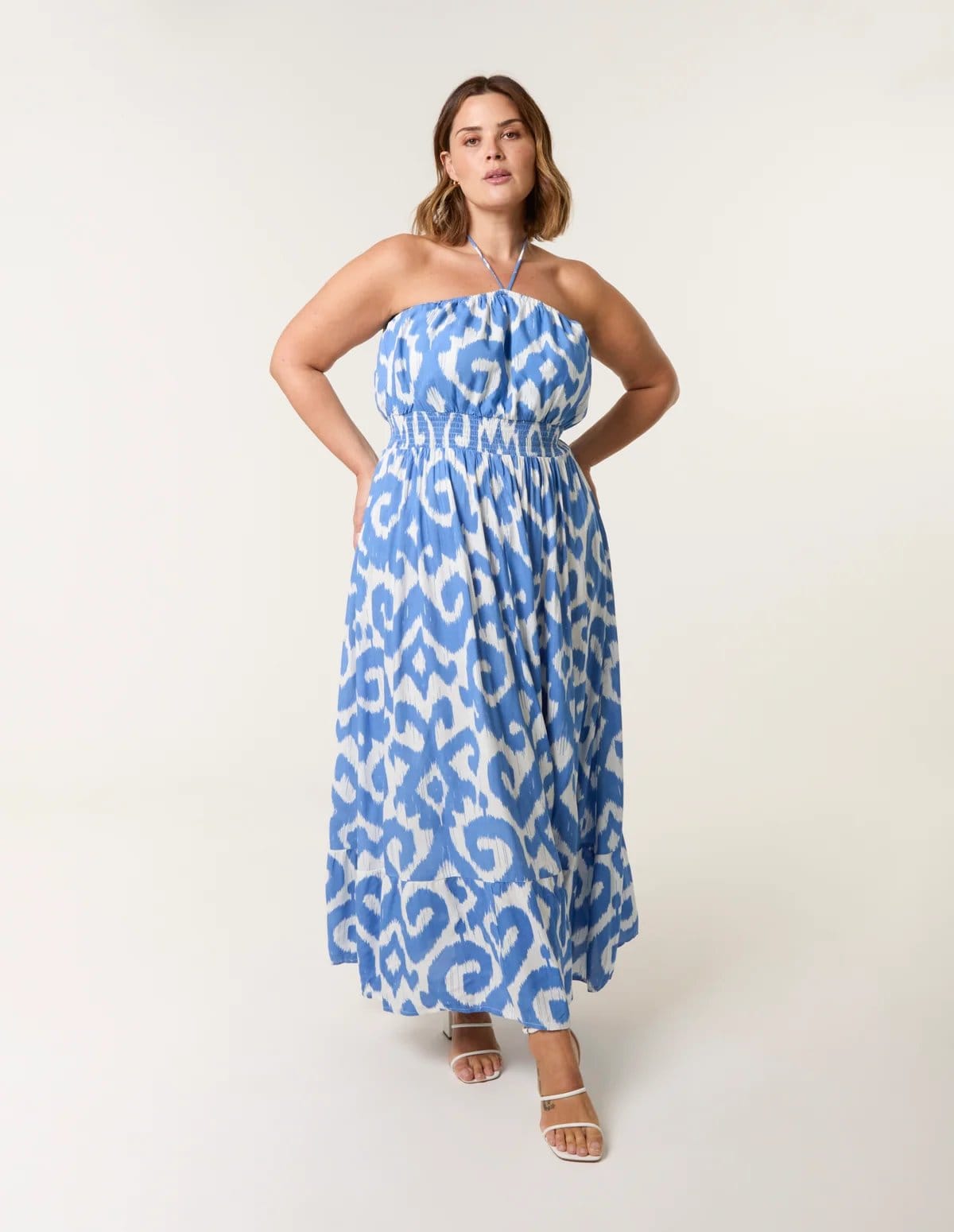 Blue Vanilla Curve Bandeau Shirred Waist Dress - 4
