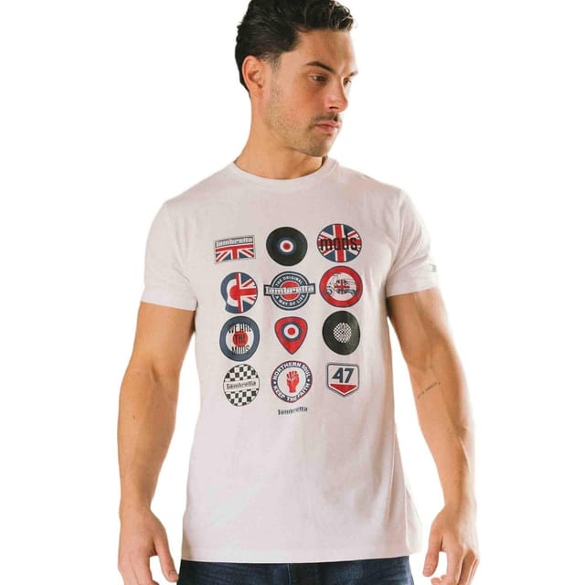 Lambretta Lambretta Men's Cotton Badge T-Shirt in White - 3