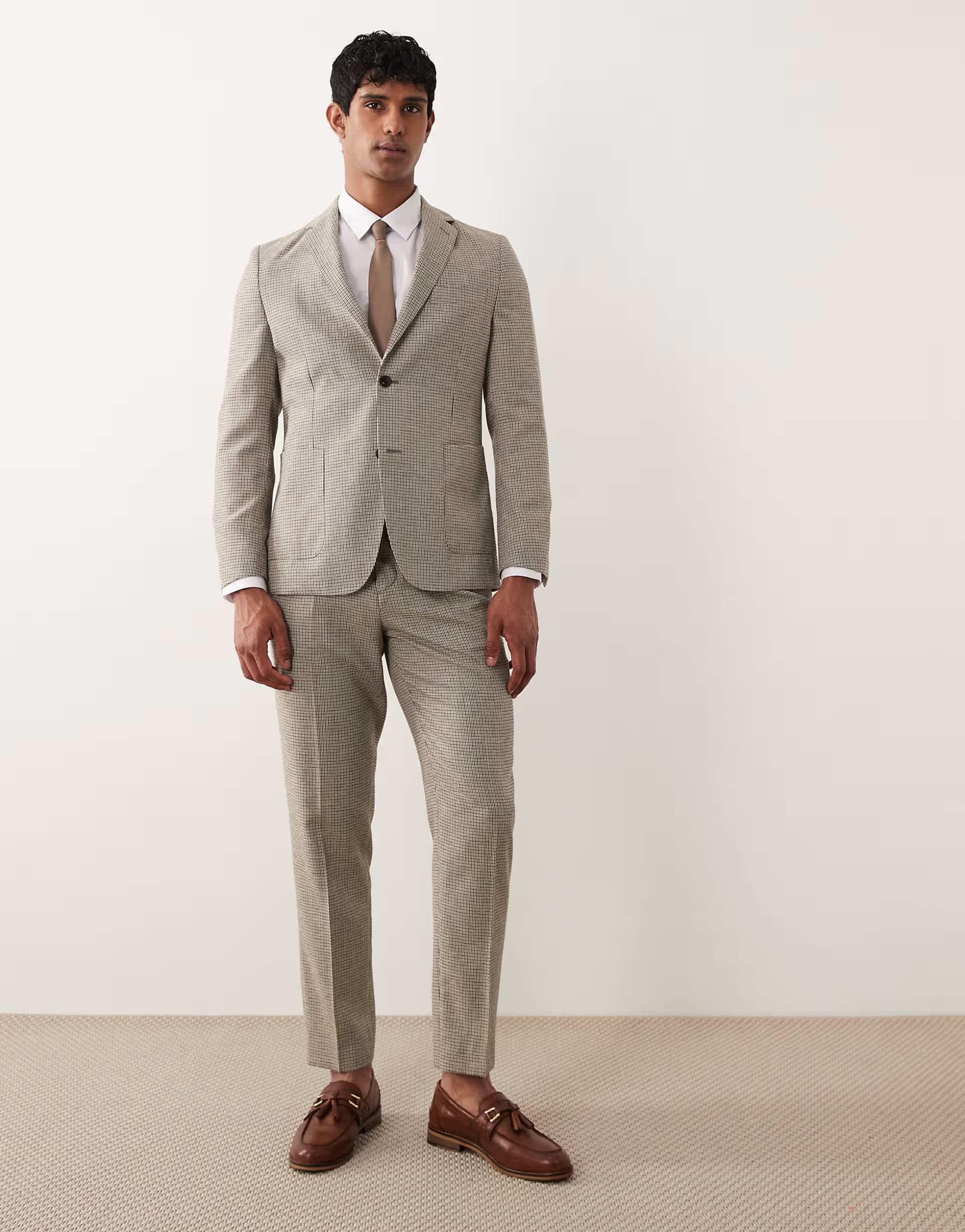ASOS Barbour Forstone houndstooth suit in stone