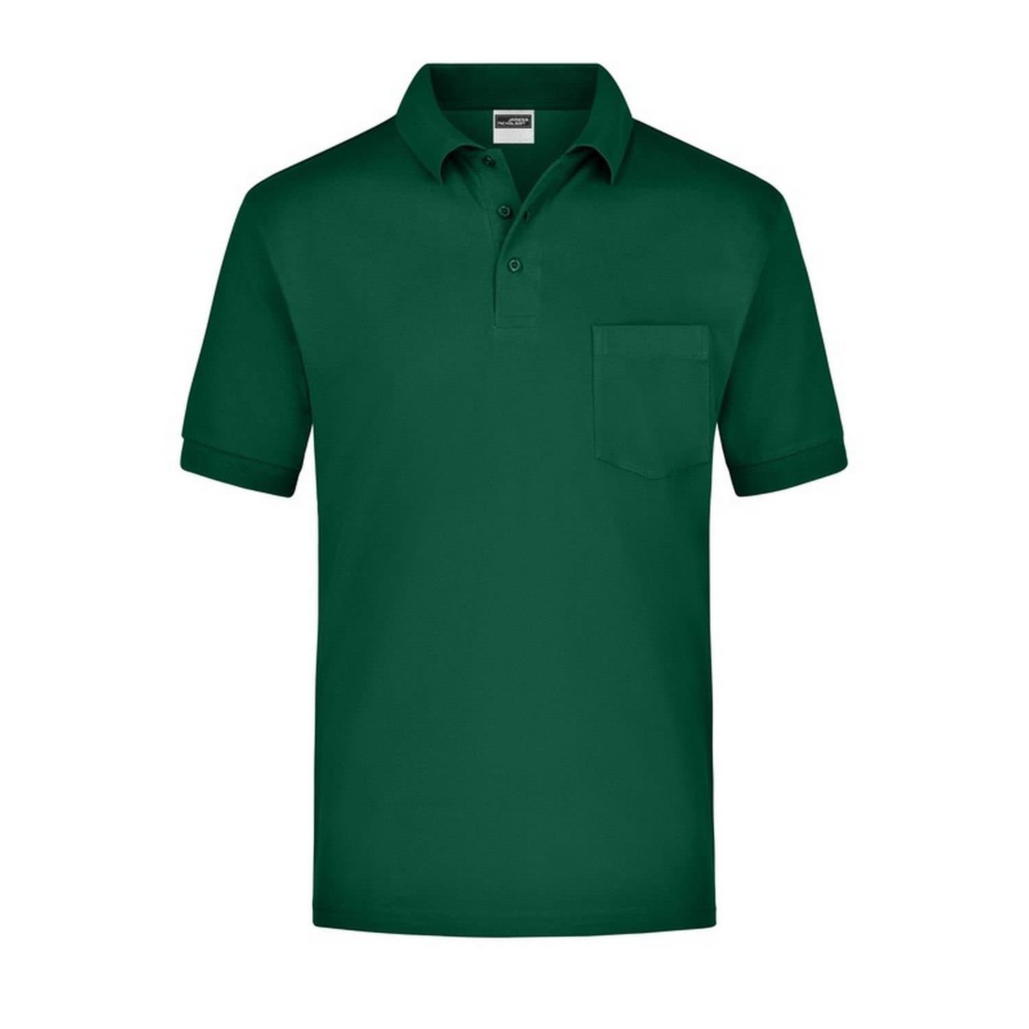 James and Nicholson James and Nicholson Men's Pique Pocket Polo Shirt in Dark Green