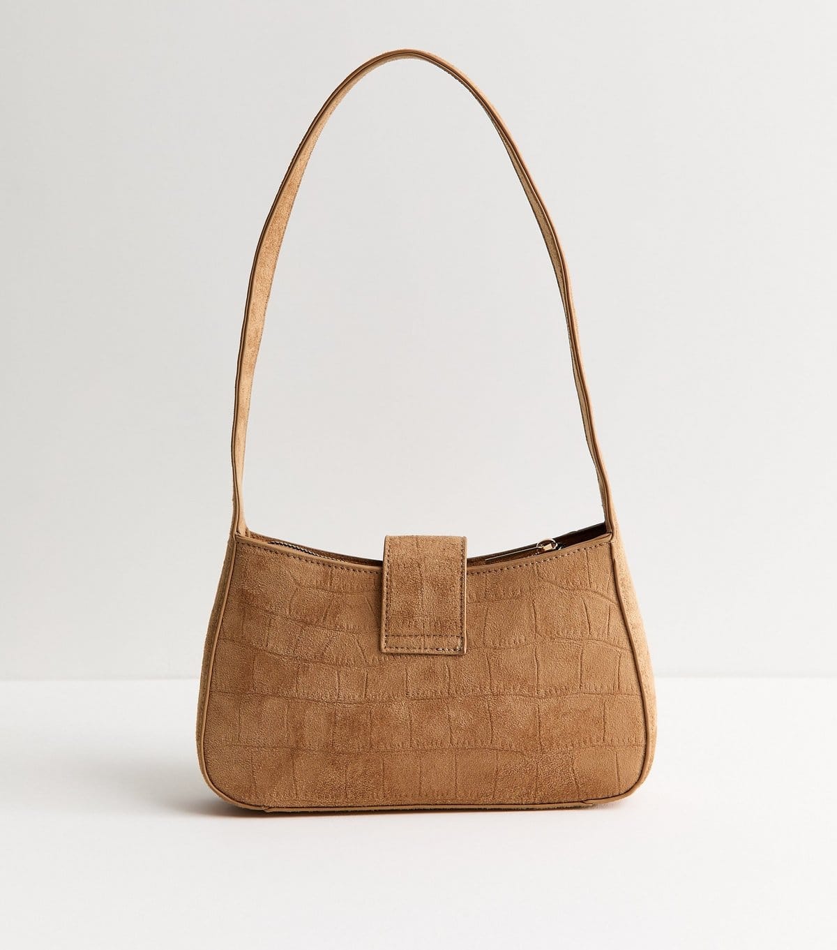 New Look Tan Faux Suede Croc Embossed Shoulder Bag New Look - 4