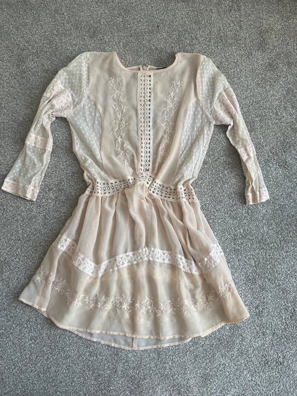 Topshop Topshop Cream/ Blush Mesh dress