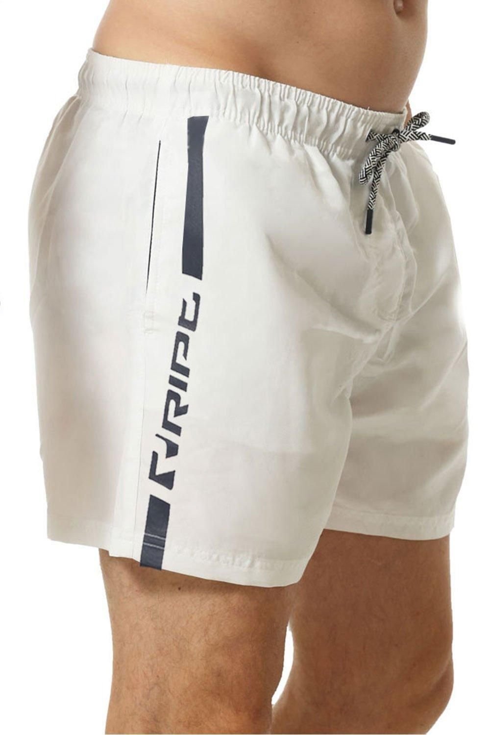 RIPT Essentials RIPT Essentials Men's Vertical Stripe Swim Shorts in White - 3