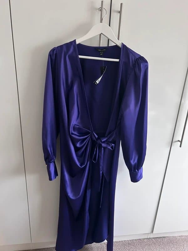 New Look New Look purple satin midi wrap dress