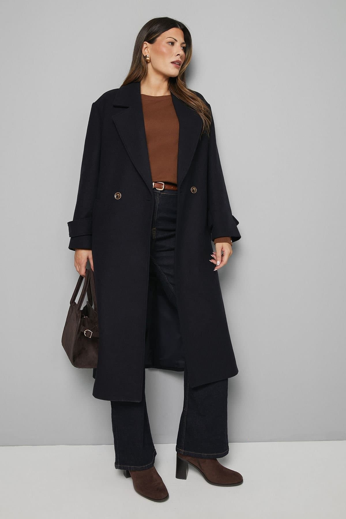 Wallis Wallis Women's Double Breasted Car Coat in Navy
