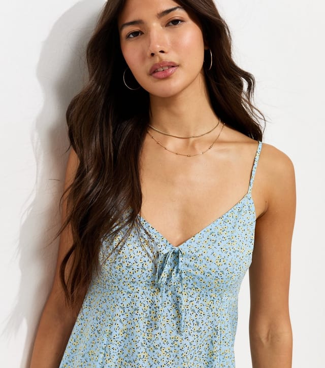 New Look Women's Blue Ditsy Floral Strappy Tie Front Mini Dress New Look - 2