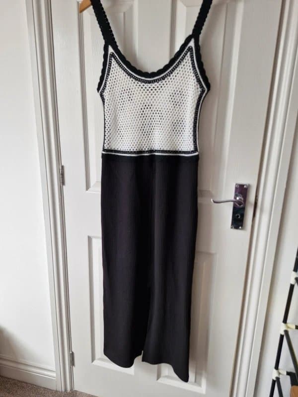 ASOS Design ASOS Design Black & White Crochet Knit Midi Dress UK12