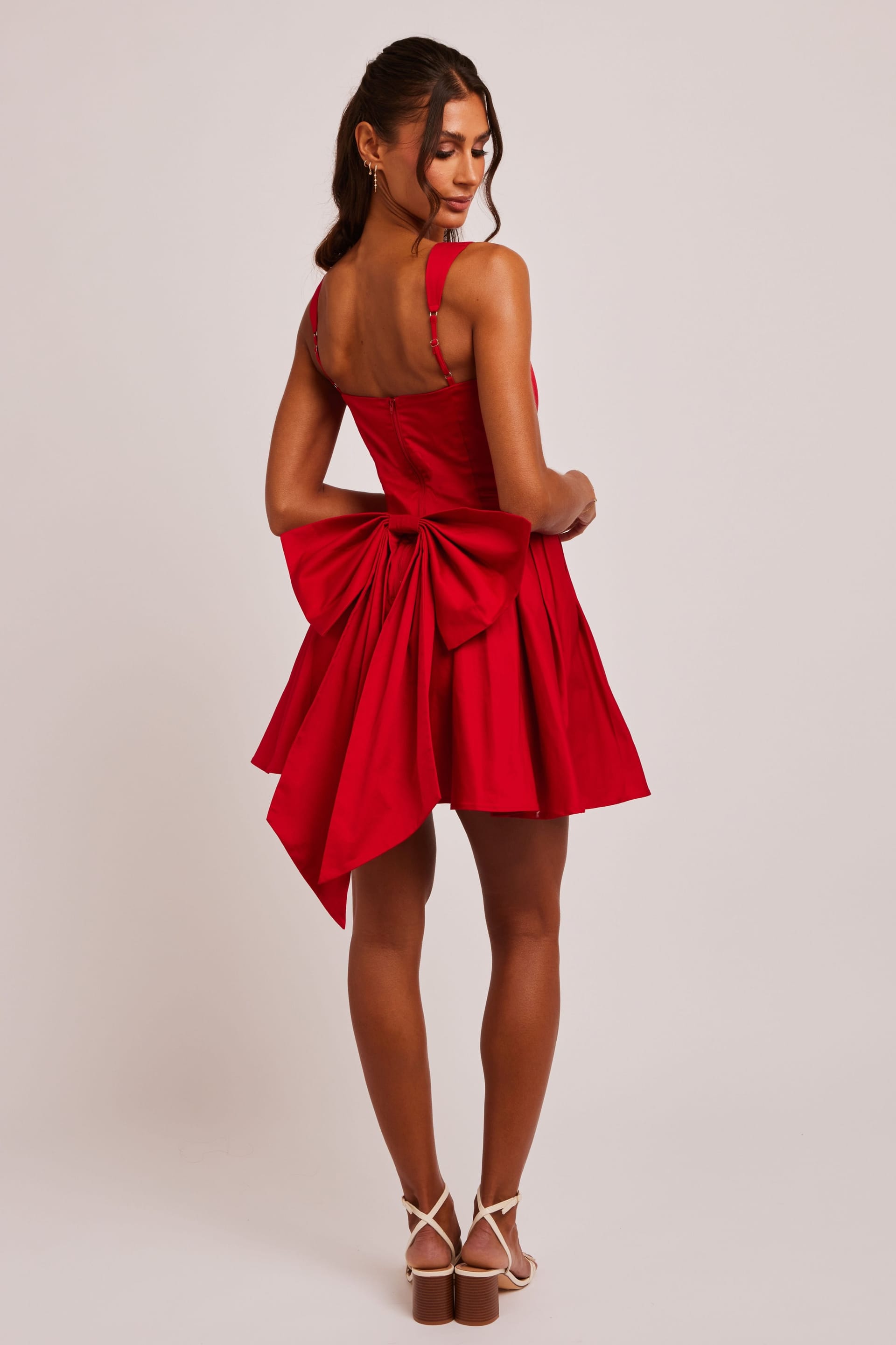 Jaded Rose Jaded Rose Women's Rosie Red Sweetheart Bow Detail Box Pleat Mini Dress - 4