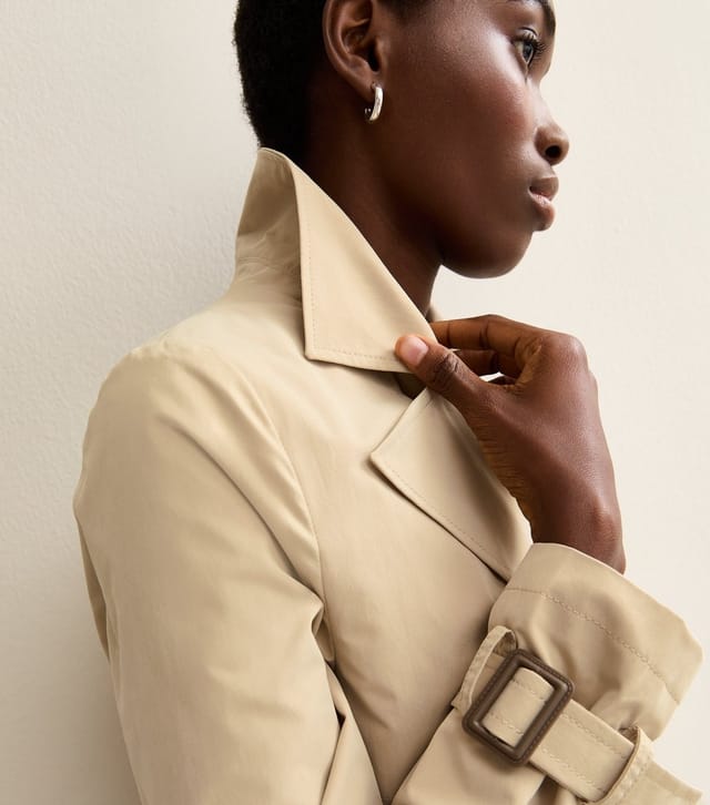 New Look Women's Tall Stone Double Breasted Mac Trench Coat New Look - 2