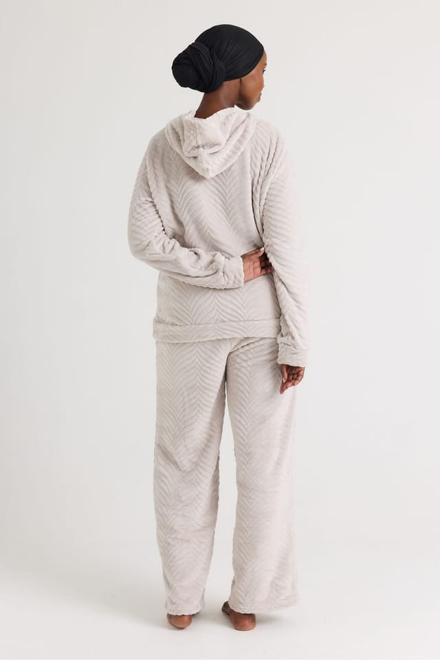 Pretty You London Pretty You London Women's Cosy Chevron Lounge Suit in Light Stone - 3