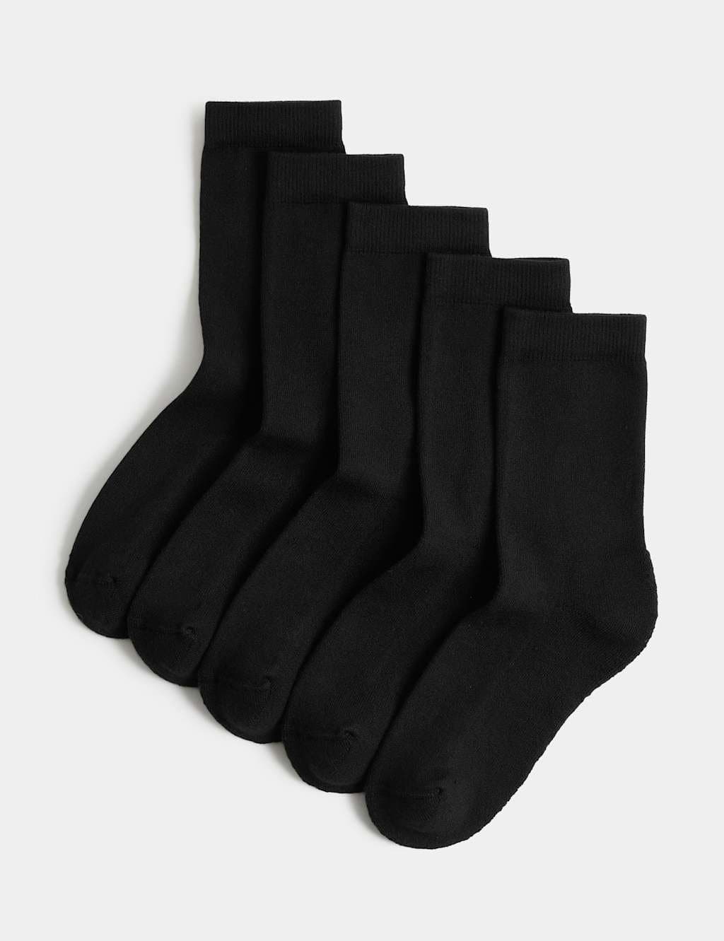 Marks & Spencer M&S 5pk Cotton Blend Comfort School Socks Black