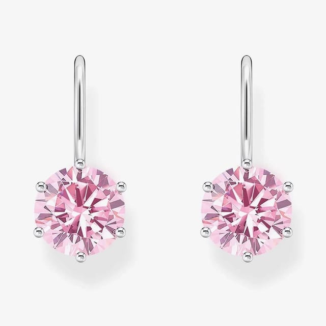 Thomas Sabo THOMAS SABO Women's Silver & Pink Cubic Zirconia Earrings H2287-051-9 - 2