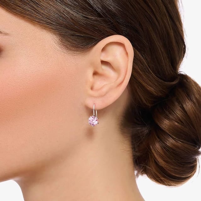 Thomas Sabo THOMAS SABO Women's Silver & Pink Cubic Zirconia Earrings H2287-051-9 - 3
