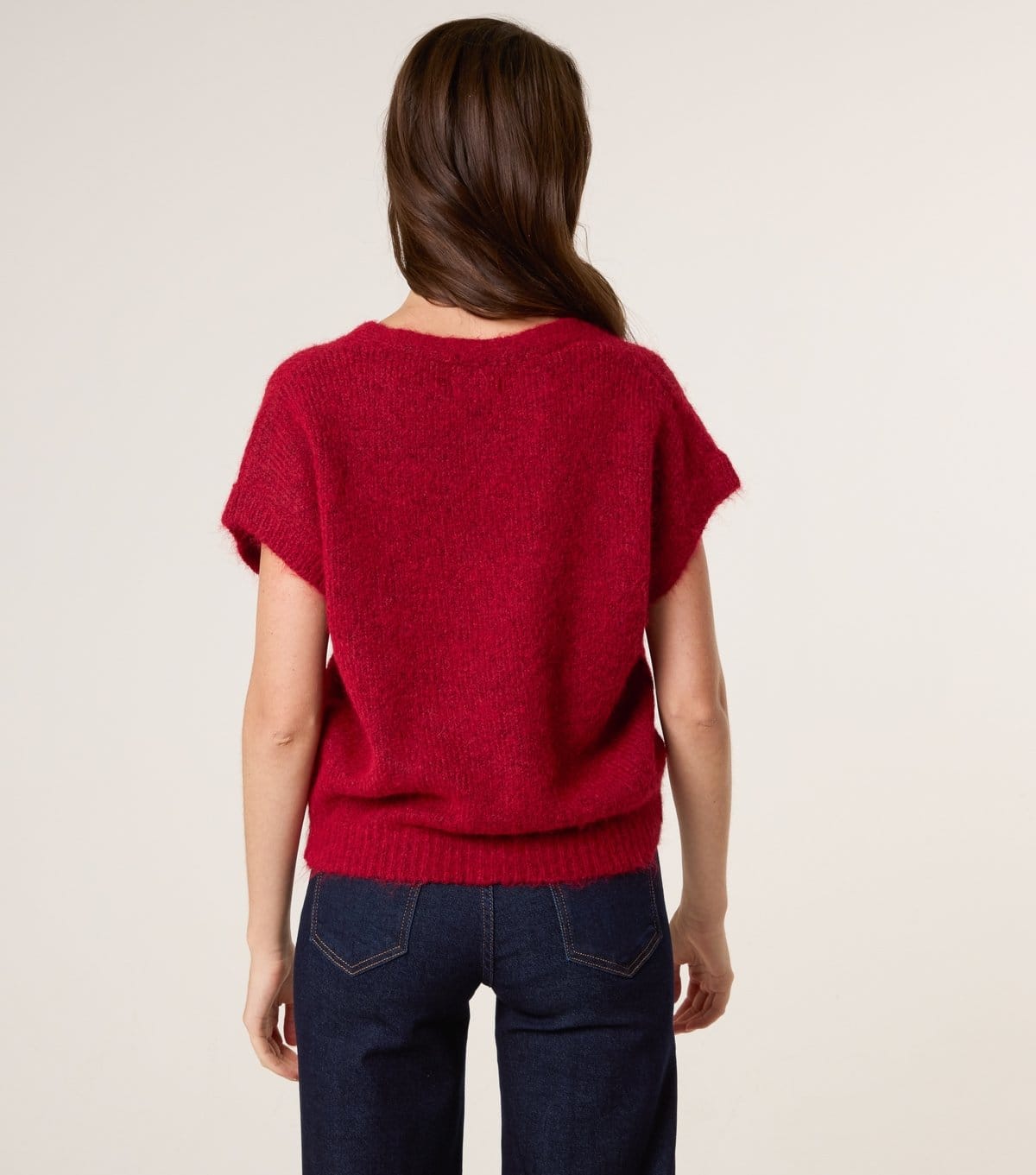 Blue Vanilla Women's Red Fluffy Short Sleeve Cardigan Blue Vanilla New Look - 4