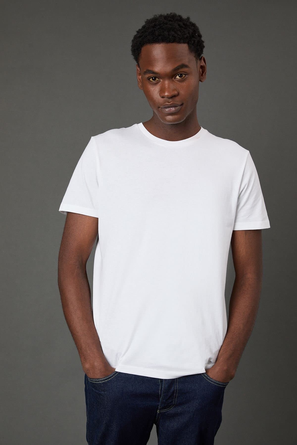 Burton Burton Men's White Plain Crew Neck T-Shirt