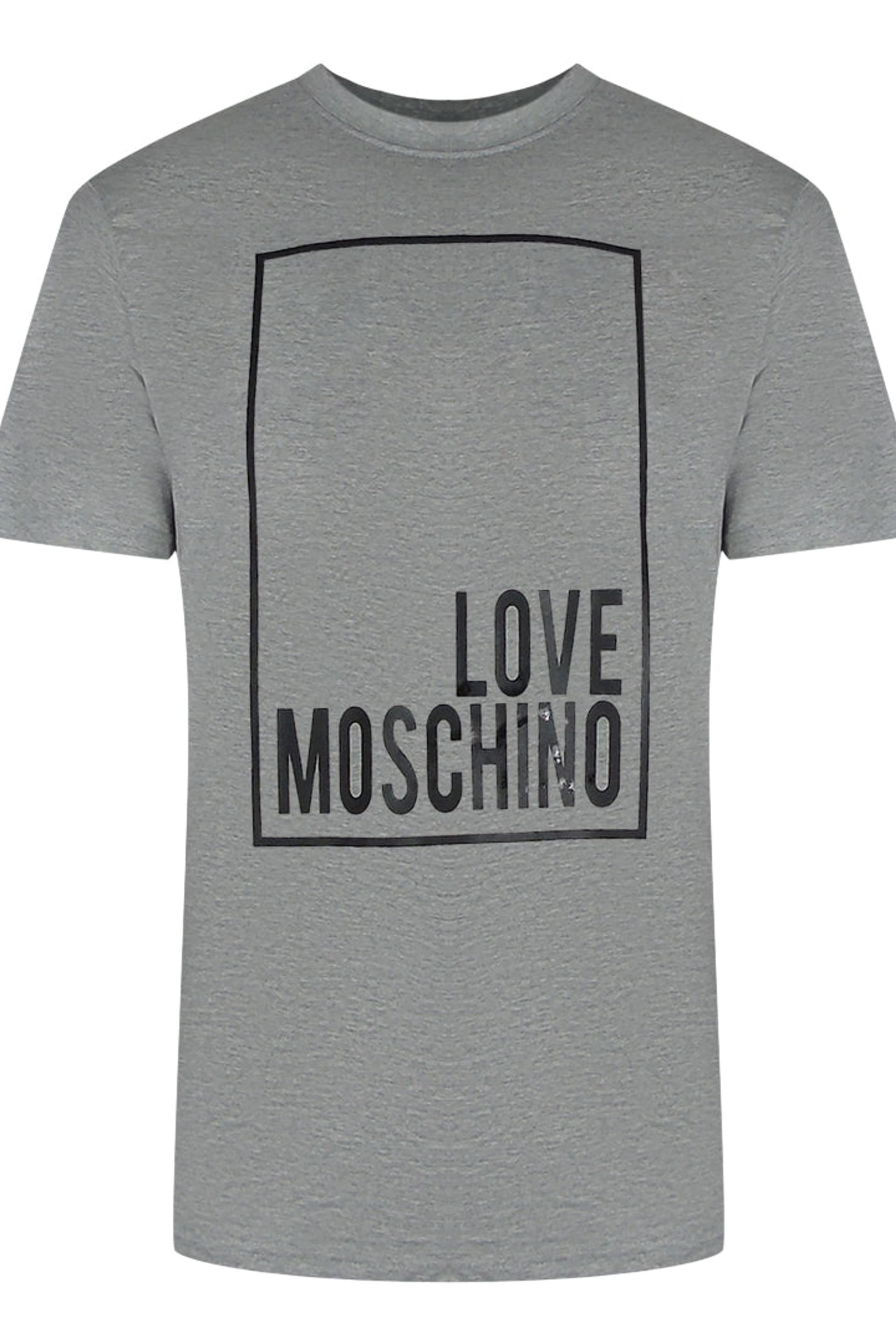 Love Moschino Love Moschino Men's Short Sleeve Round Relaxed Fit T-shirt in Grey