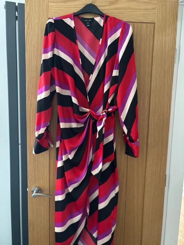 New Look Multi-Coloured Silk Wrap Dress