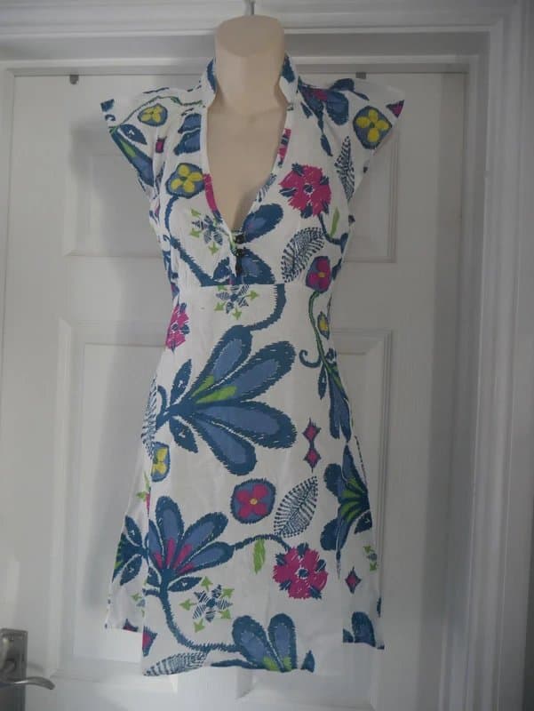 Carbon Carbon Dress Ladies Size 14 Multicoloured Floral Cotton Summer Holiday Tea Sundress Bold Flowers