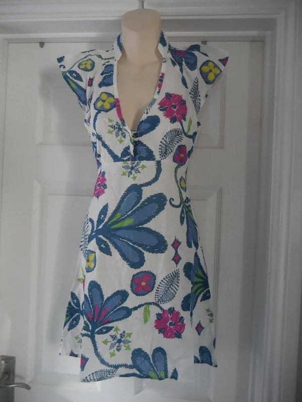 Carbon Multicoloured Floral Cotton Summer Dress Size 14
