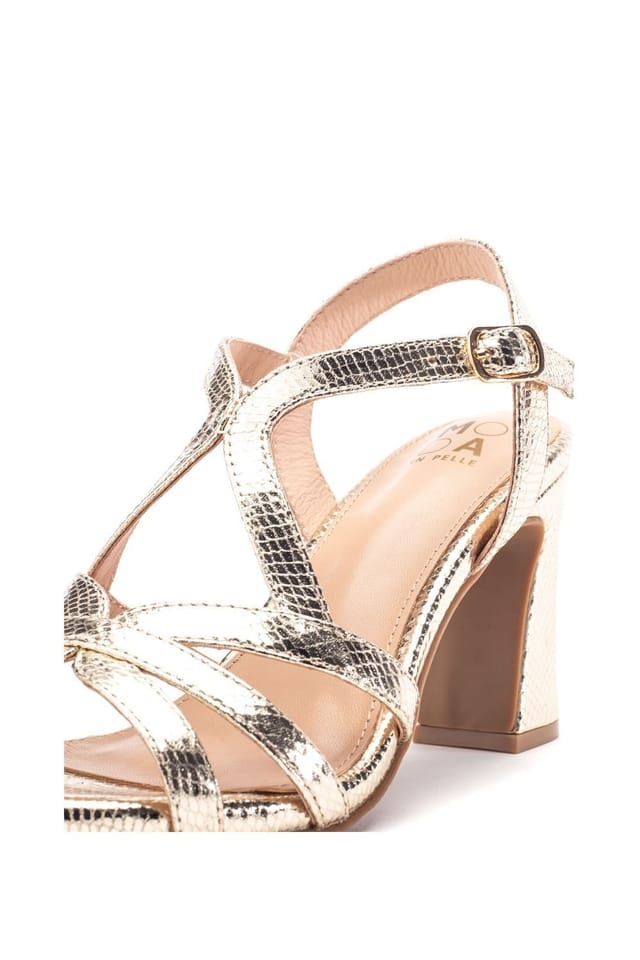 Moda In Pelle Moda In Pelle Women's 'Missani' Snake Print Heeled Sandals in Gold - 3