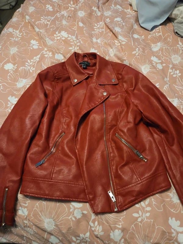 New Look Maroon faux leather jacket