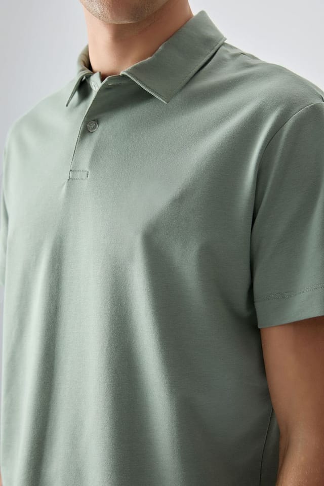 Tommy Life Tommy Life Men's Oversized Polo Collar T-Shirt in Mint - 2