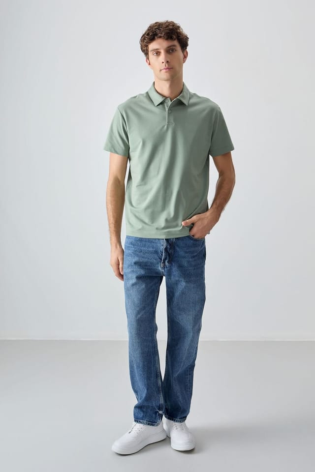 Tommy Life Tommy Life Men's Oversized Polo Collar T-Shirt in Mint - 3