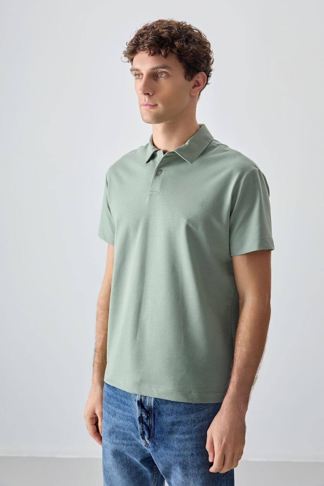 Tommy Life Tommy Life Men's Oversized Polo Collar T-Shirt in Mint - 4