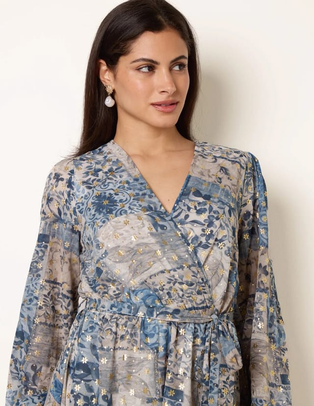 Blue Vanilla Foil Patchwork Mini Dress - 3