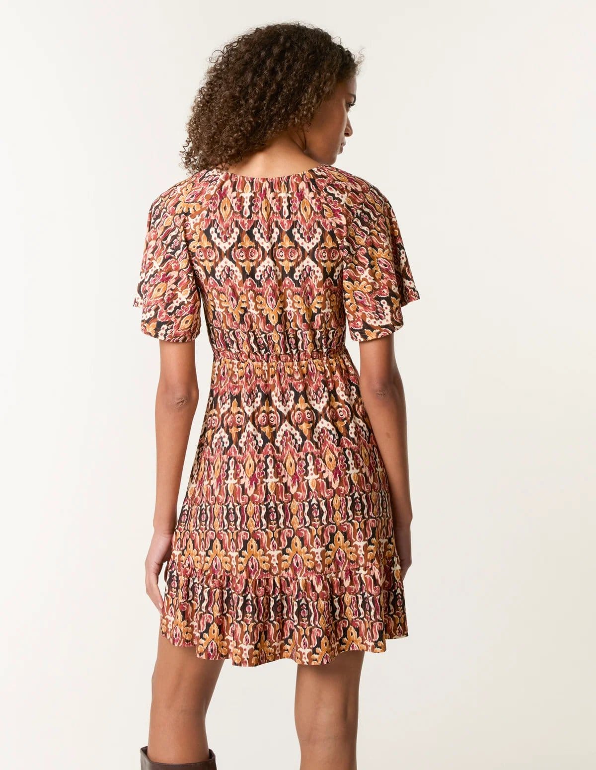 Blue Vanilla Button Through Elastic Waist And Neck Mini Dress - 4