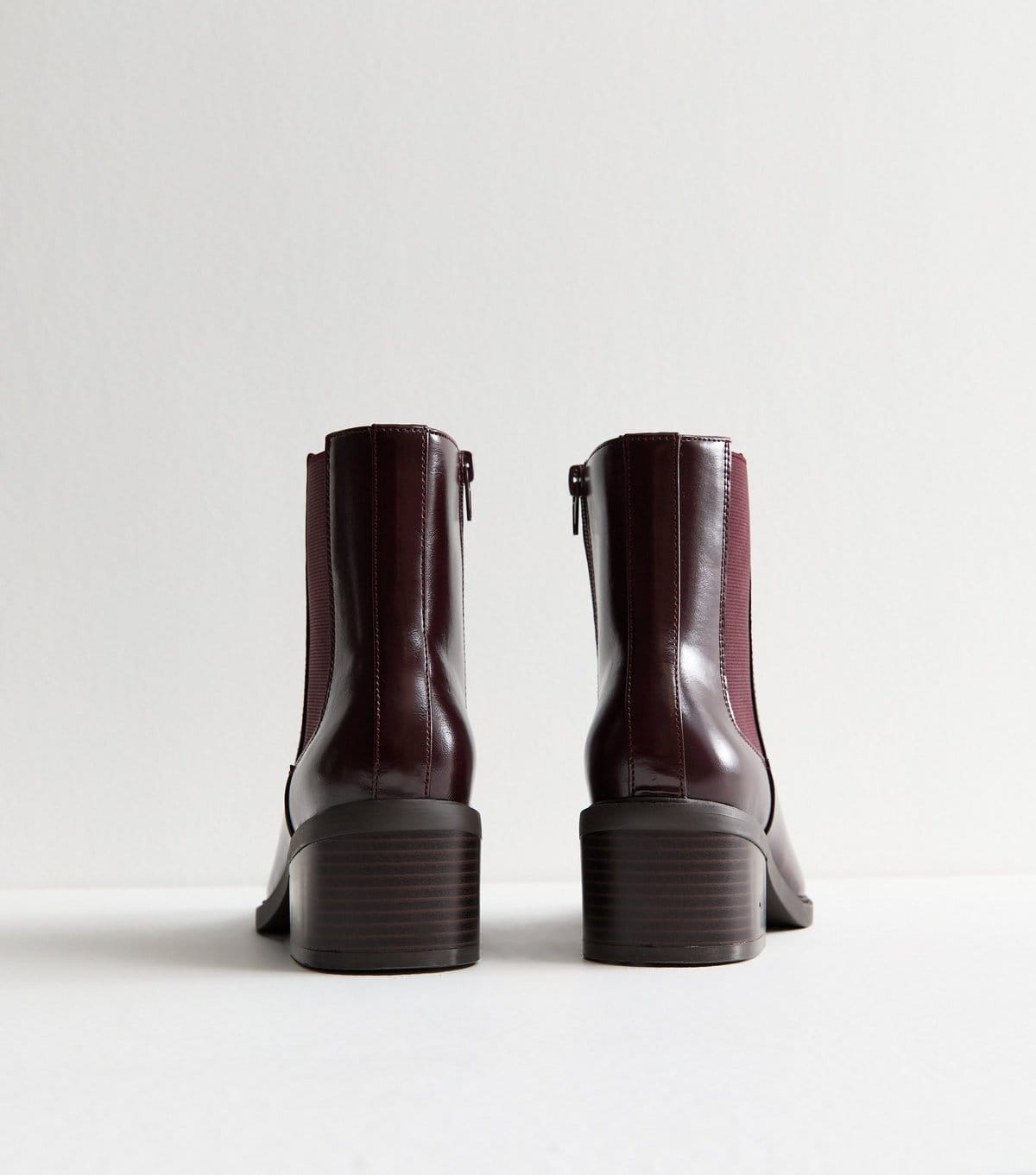 New Look Women's Wide Fit Dark Burgundy Faux Leather Chelsea Heeled Ankle Boots Vegan New Look - 4