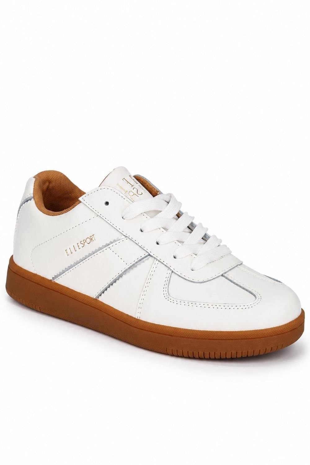 Elle Sport Elle Sport Women's Leather Retro Court Lace Up Trainers in Warm White