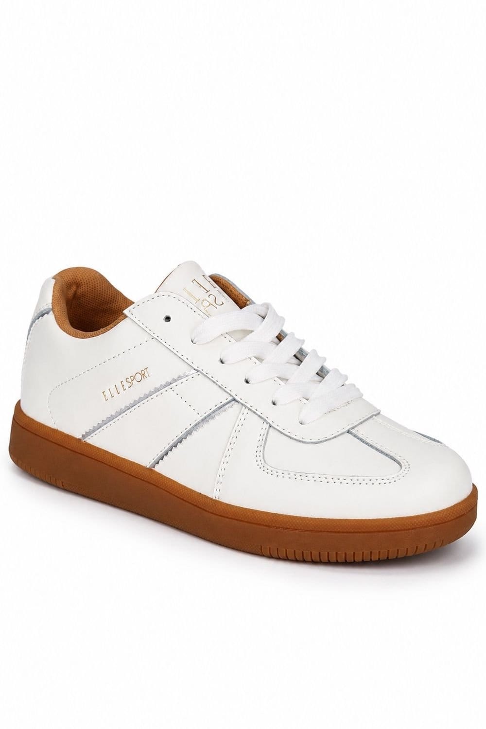 Elle Sport Elle Sport Women's Leather Retro Court Lace Up Trainers in Warm White - 1