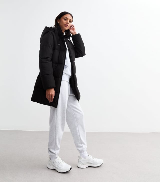 New Look Women's Black Hooded Mid Length Puffer Coat New Look - 3