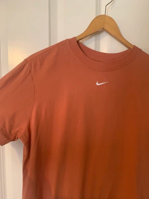 Nike Lovely Nike womens loose fit tshirt oversize tee nikey coral pink white Nike tick size XS
