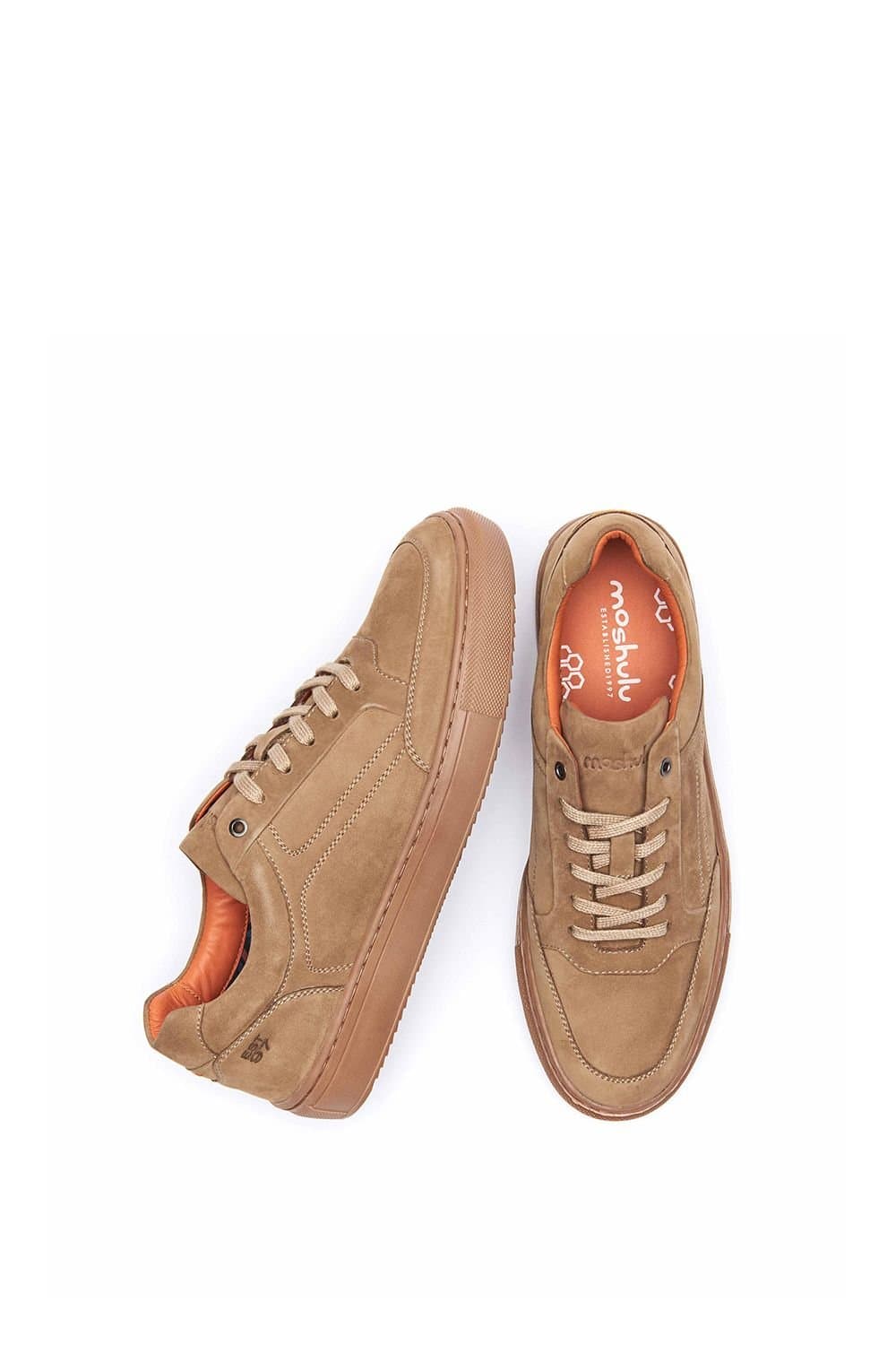 Moshulu Moshulu Tan Cotton Lace-Up Casual Trainer for Men