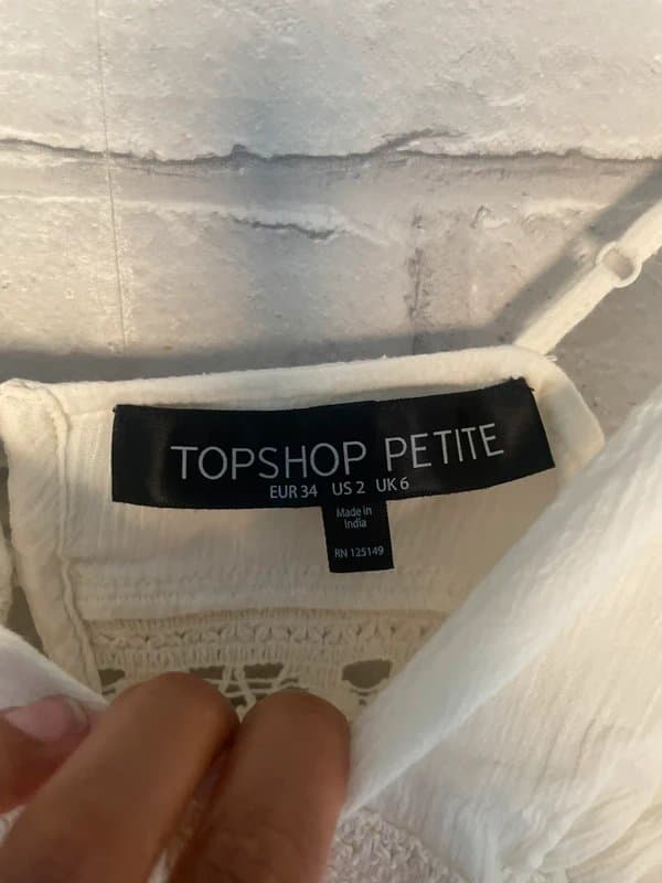 Topshop Topshop Petite 100% Cotton White Crochet Lace Button-Front Mini Dress UK 6 Boho Cottagecore