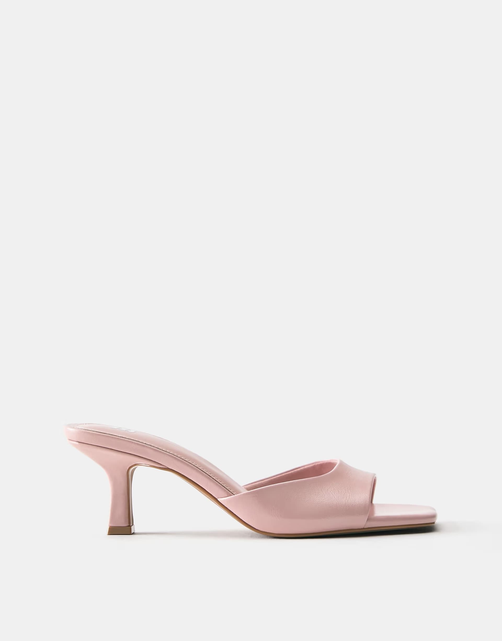 ASOS Pull&Bear Heeled mule sandals in pink