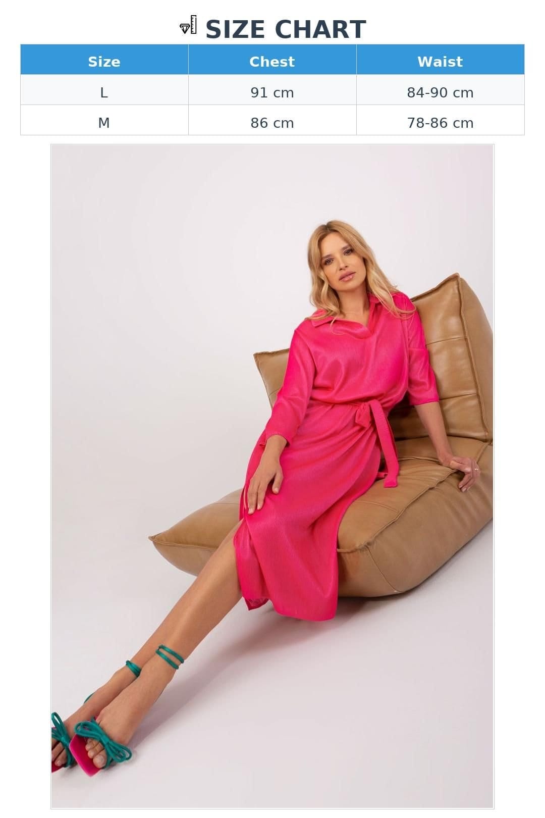 Love Lace Love Lace Women's Ribbed Tie Waist V Neck Dress with Slits in Pink - 4