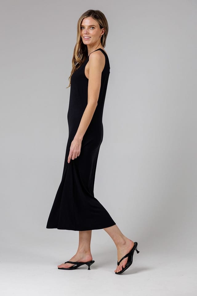 French Connection French Connection Women's Sleeveless Scoop Neck Flowy Maxi Dress in Black - 3