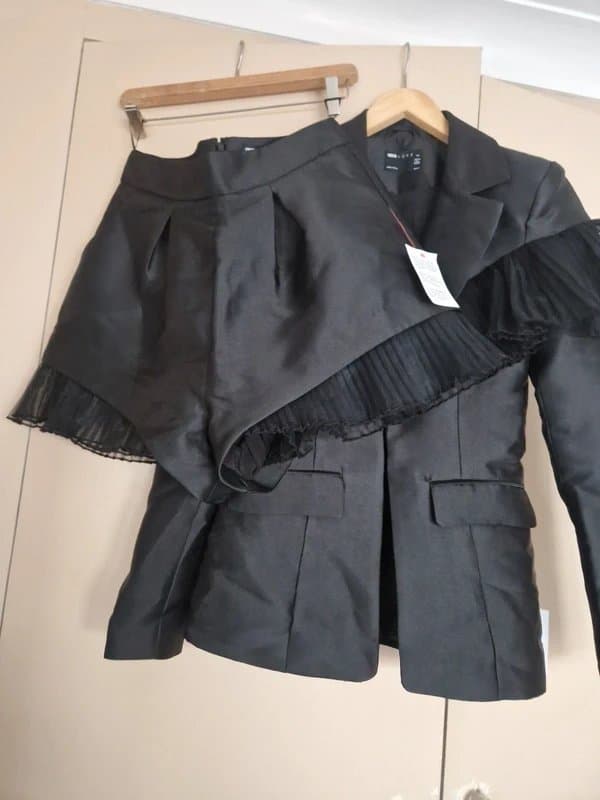 Asos luxe Asos Luxe Tall Suit Blazer & Matching Shorts Set Tulle Detail Black UK 10