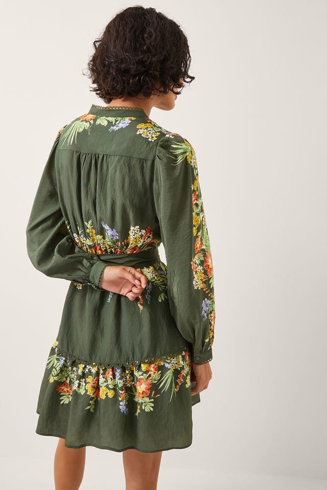 Monsoon Monsoon Women's Jesse Floral Long Sleeve Mini Dress in Khaki - 2