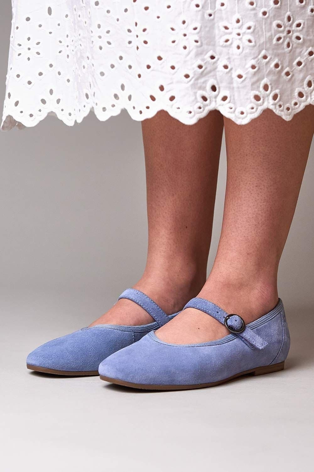 Moshulu Moshulu Light Blue Suede Ballerina Pump