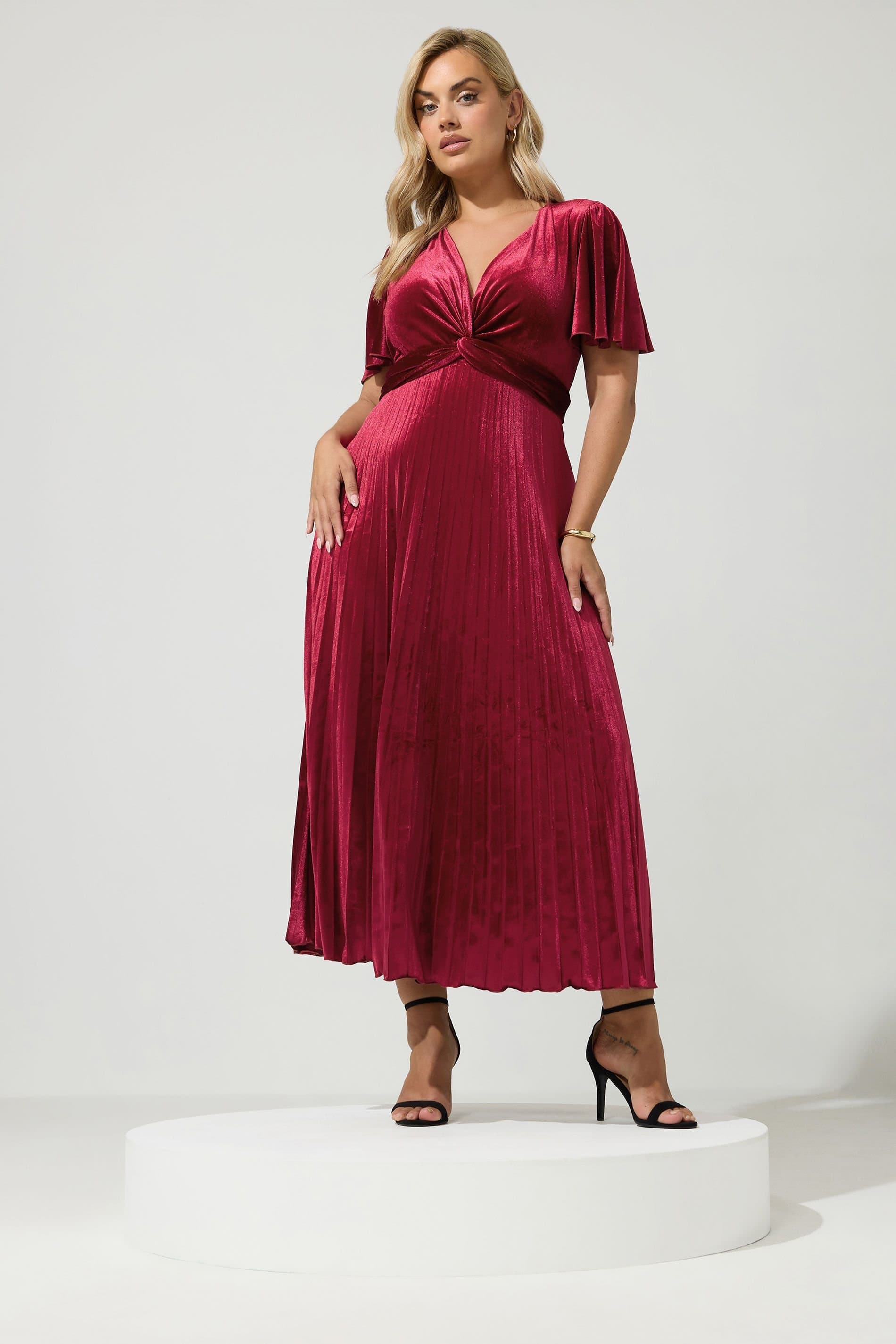 Yours Yours Women's Midi Knot Dress in Wine