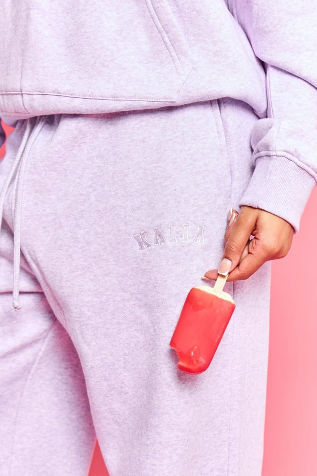 Kaiia Kaiia Logo Wide Leg Joggers Lilac Marl - 2