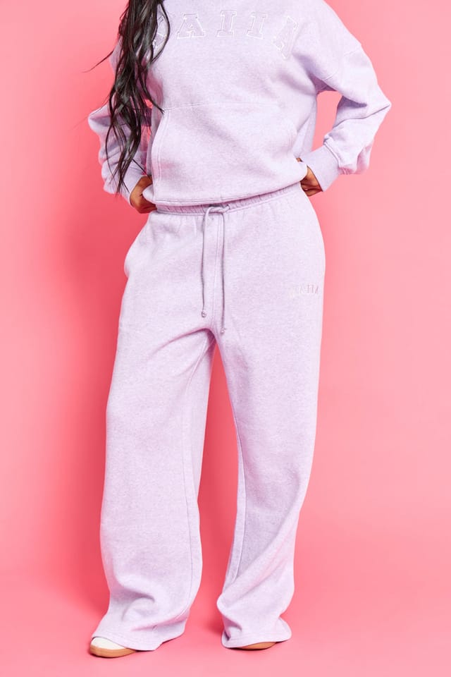Kaiia Kaiia Logo Wide Leg Joggers Lilac Marl - 3